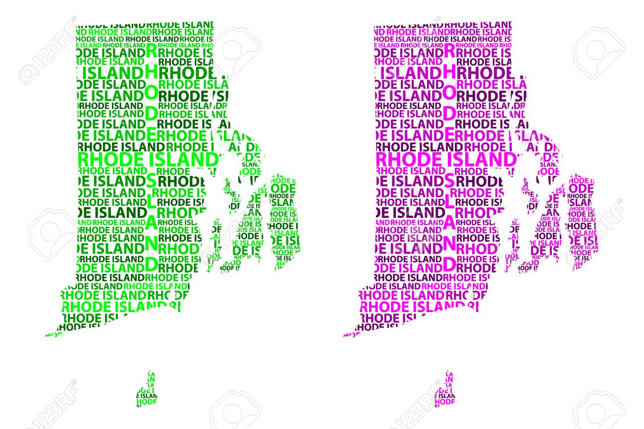 Sketch Rhode Island United States Of America Letter Text Map