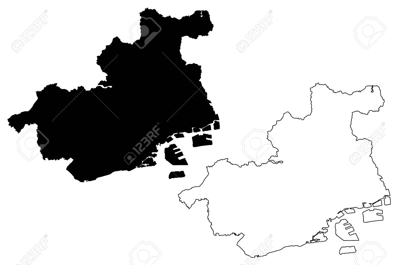 神戸市 日本 島国 兵庫県 地図ベクトルイラスト 落書きスケッチ神戸市地図 のイラスト素材 ベクタ Image