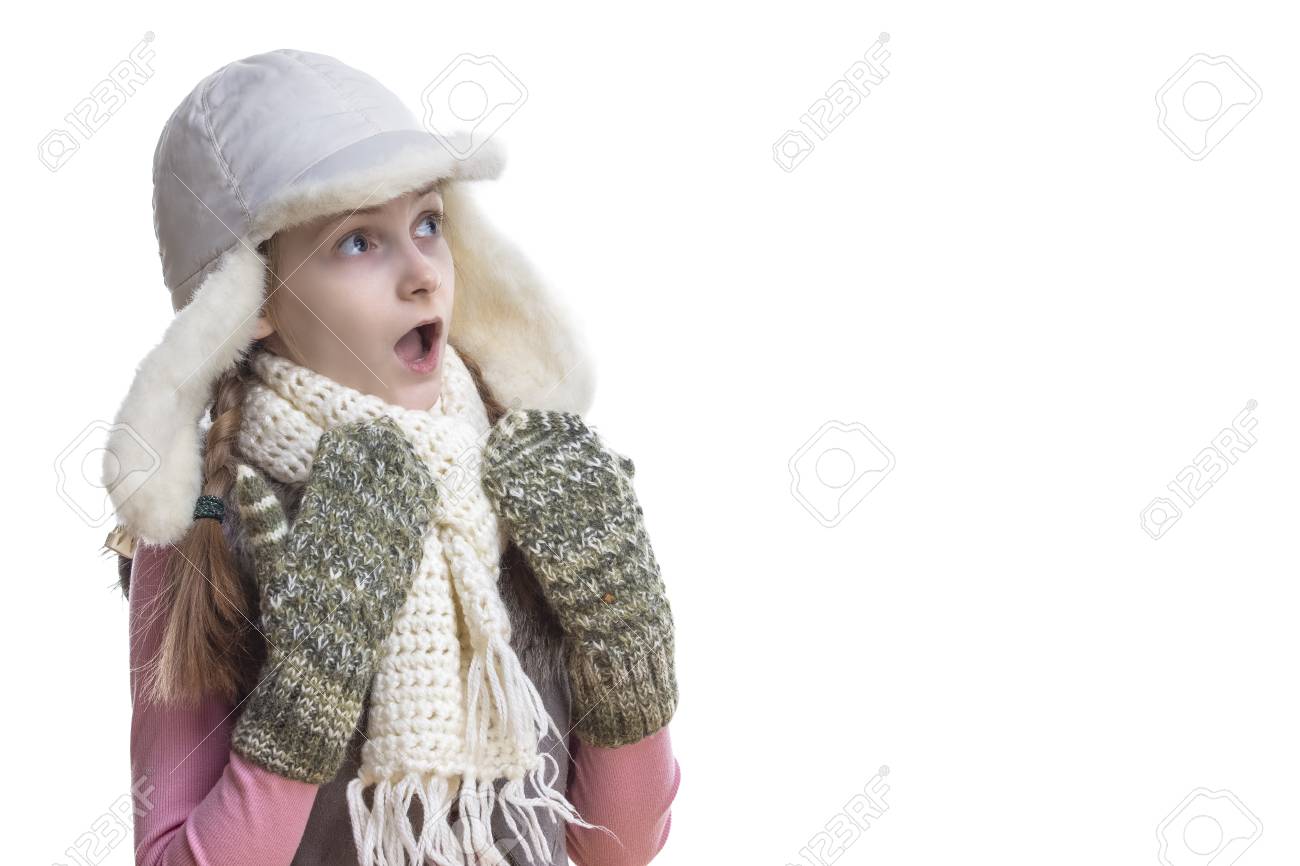 girls white winter hat