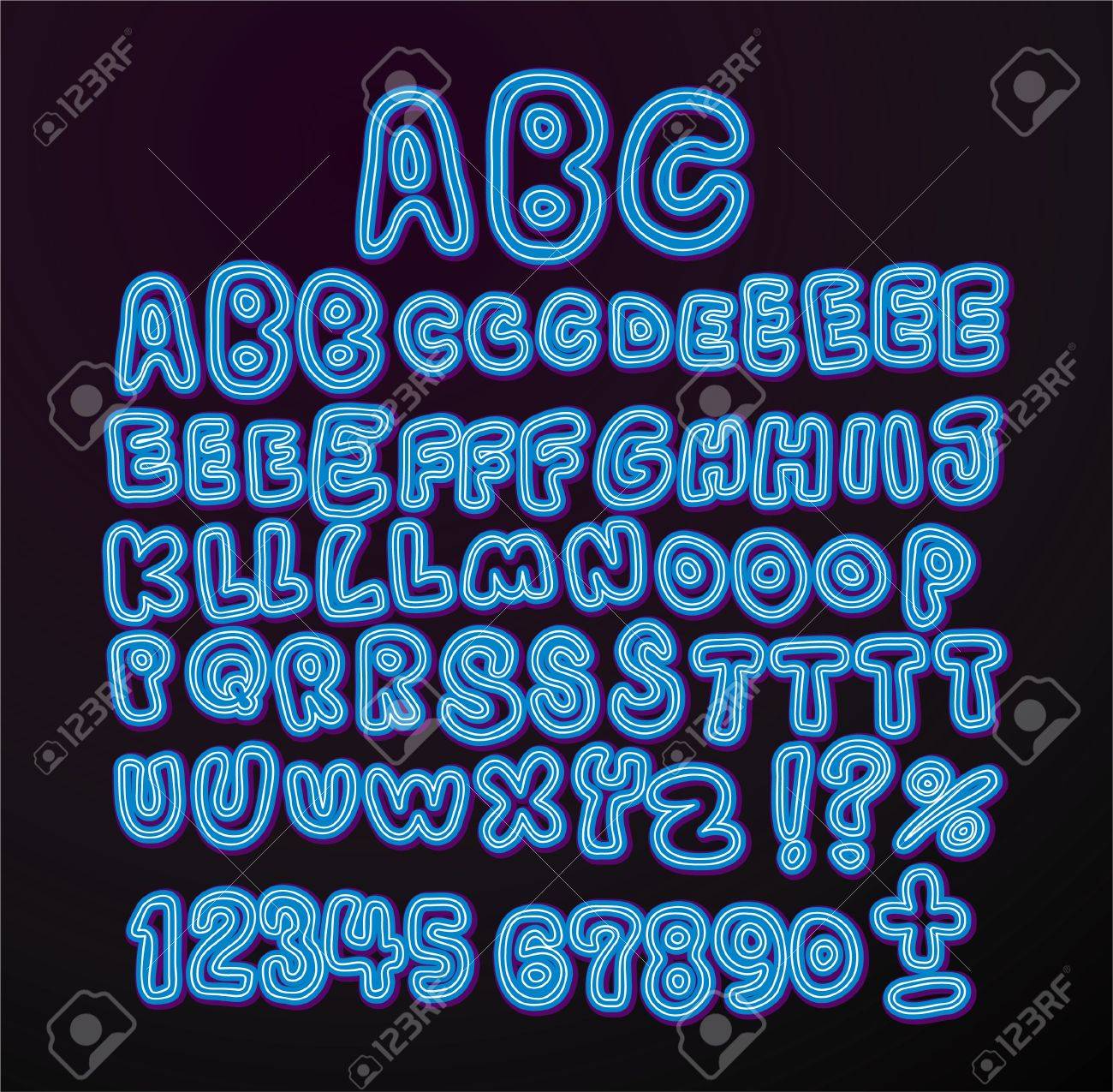 手書きのネオン ライト フォント のイラスト素材 ベクタ Image