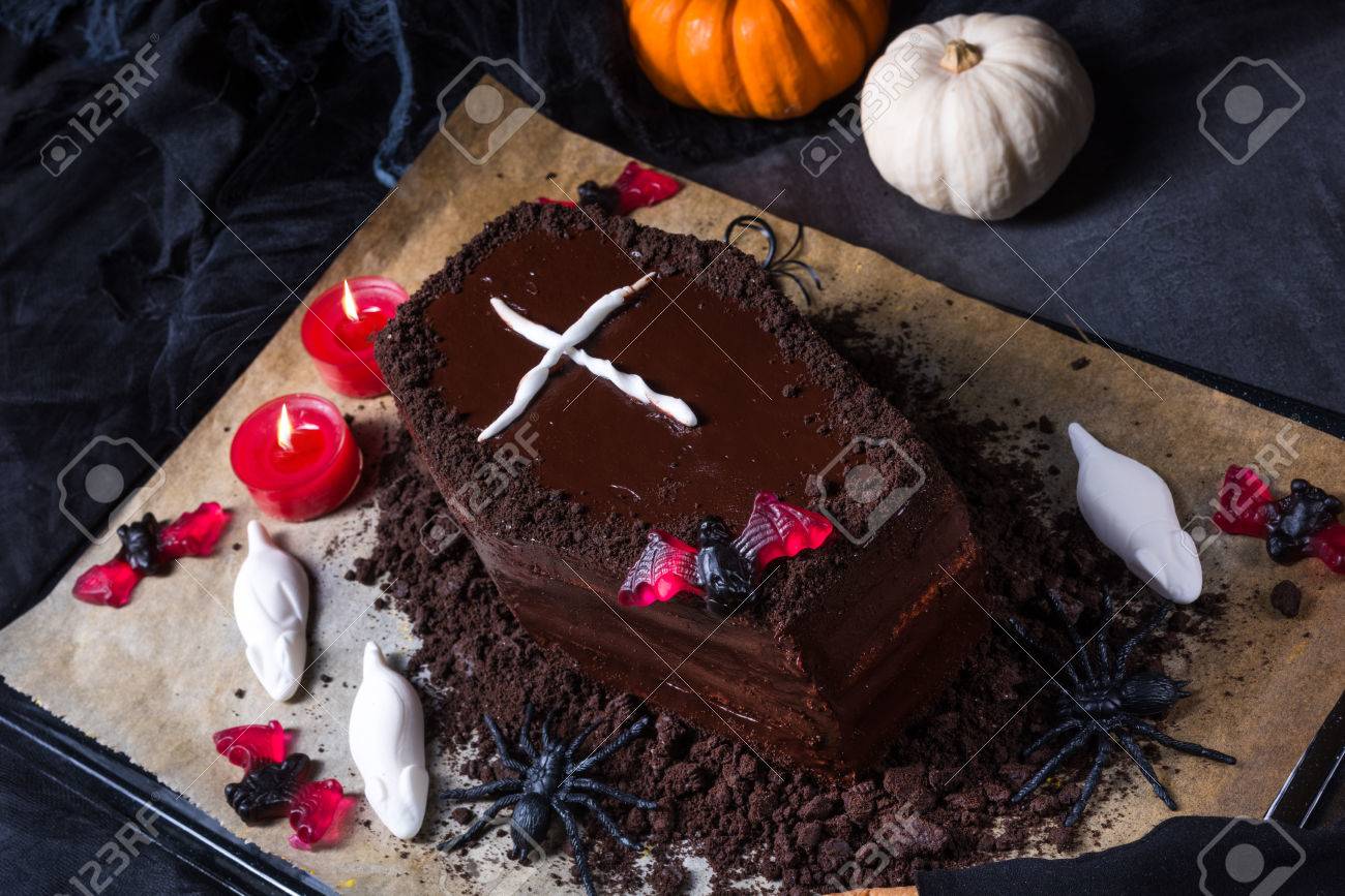 Halloween Biscuit Finger And Cake Coffin Stock Photo Picture And Royalty Free Image Image