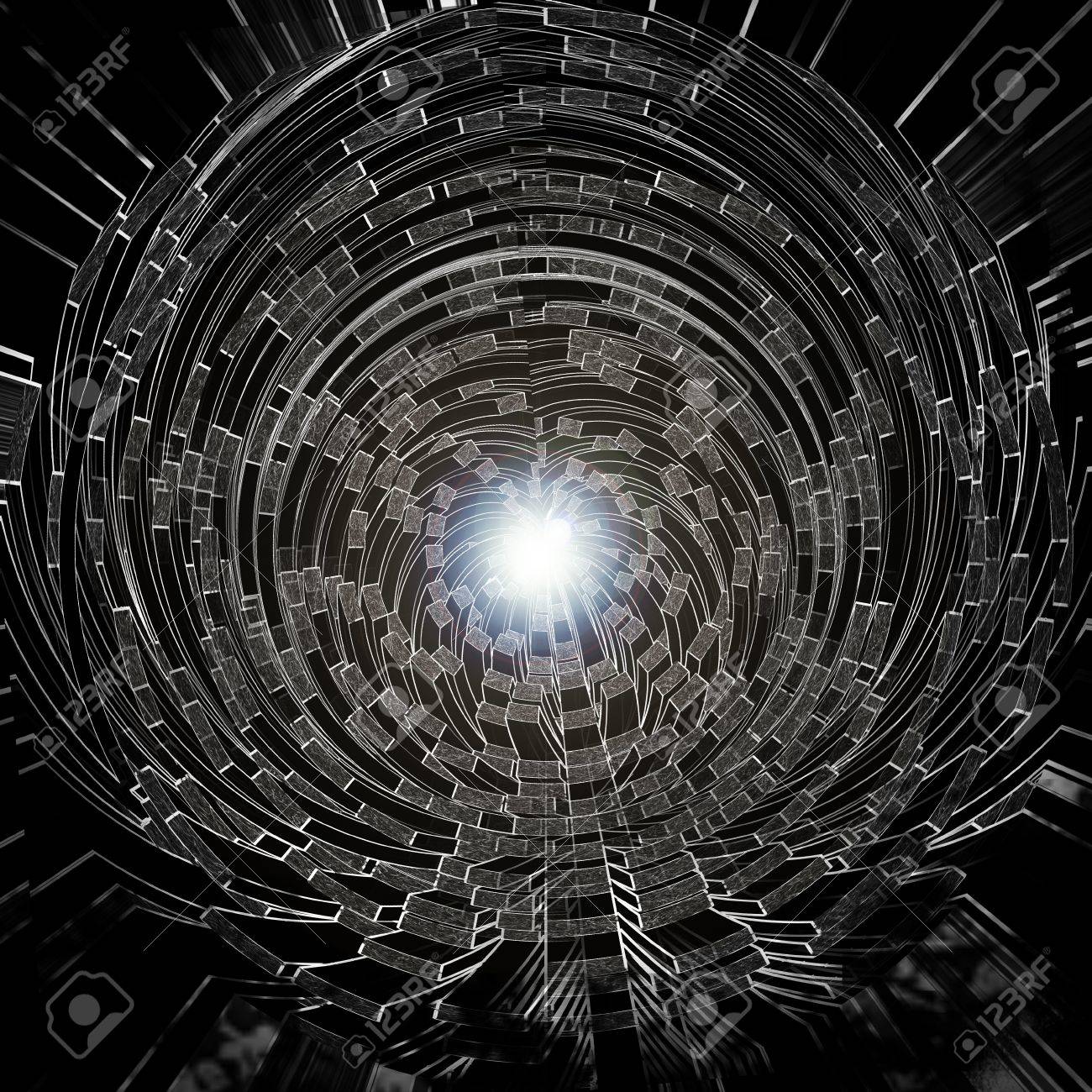 未来のトンネルの終わりに光の暗い画像 の写真素材 画像素材 Image