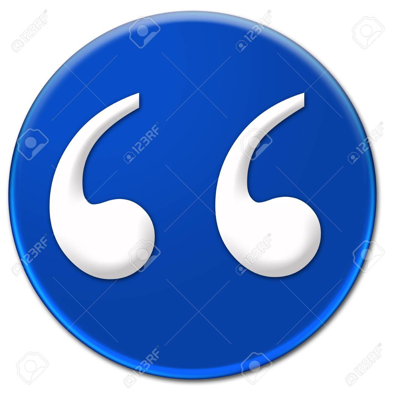 a quote mark symbol times new roman glassy blue button isolated quote mark