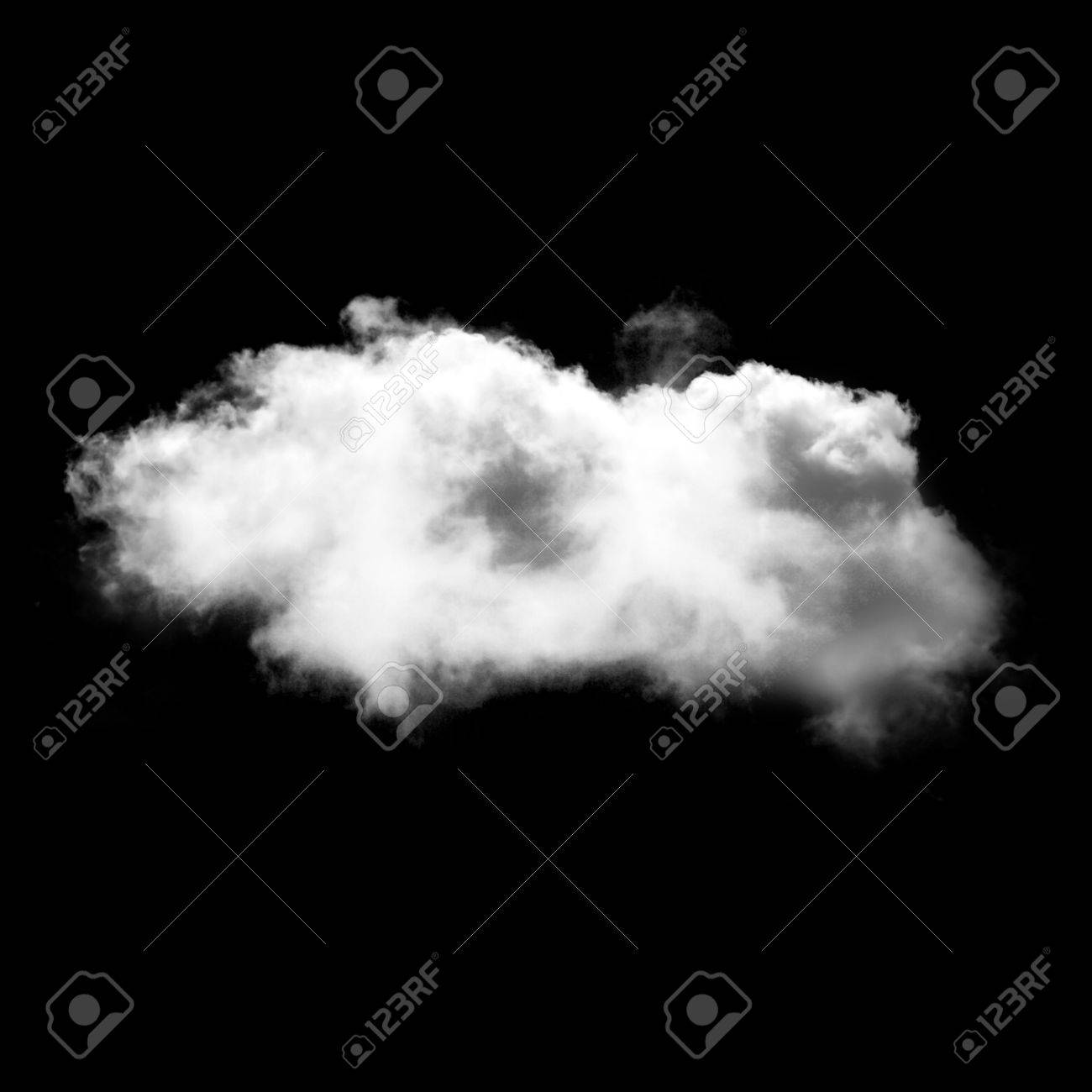 シングル白のふわふわの雲は黒の固体背景に分離されました 天気予報コンセプト の写真素材 画像素材 Image