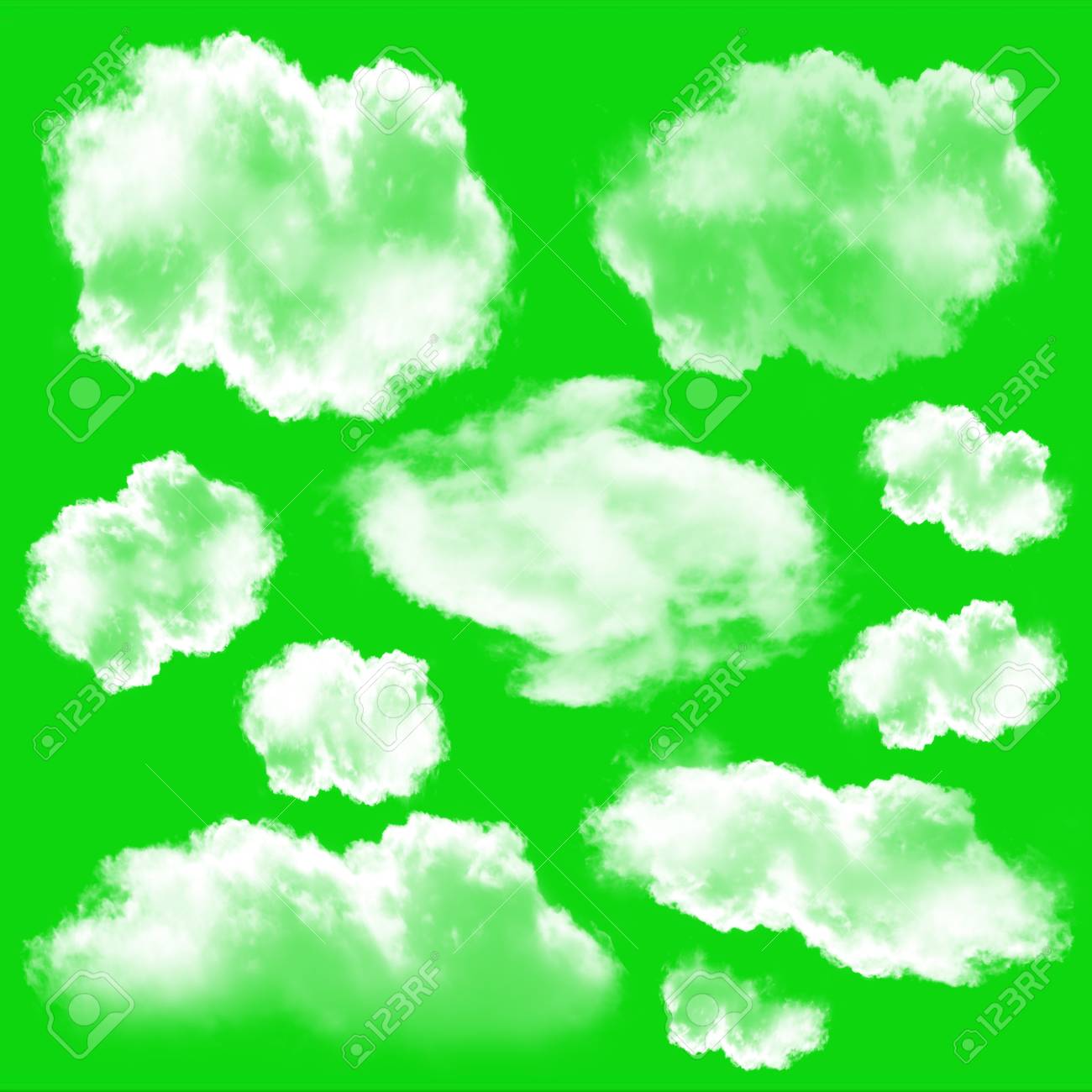 white clouds set isolated
