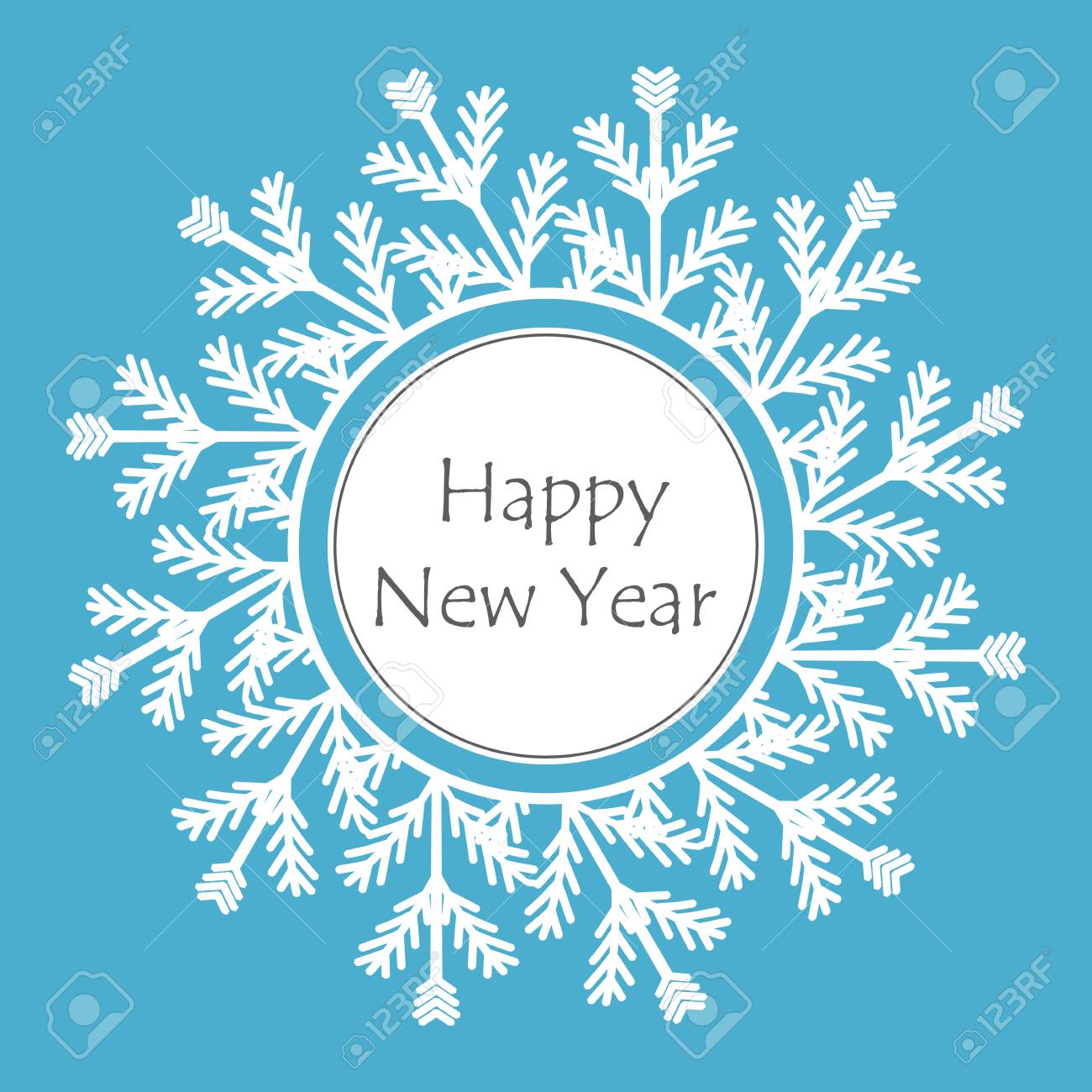 snowflake frame happy new year card winter vector illustration free happy new year card