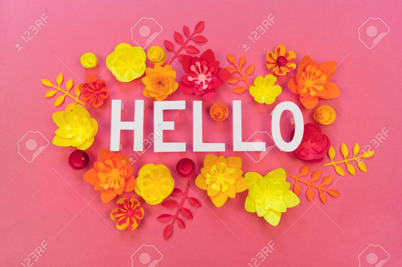 hello may hand lettering card spring tulip narcissus plumeria plumeria paper flower