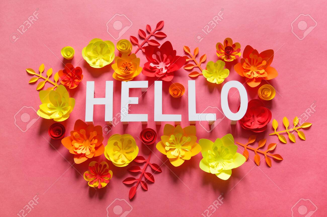 hello may hand lettering card spring tulip narcissus plumeria plumeria paper flower