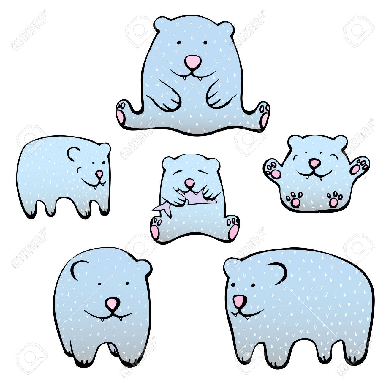 ホッキョクグマの可愛いイラストのベクトルを設定します 漫画はクマに孤立した白い背景 のイラスト素材 ベクタ Image