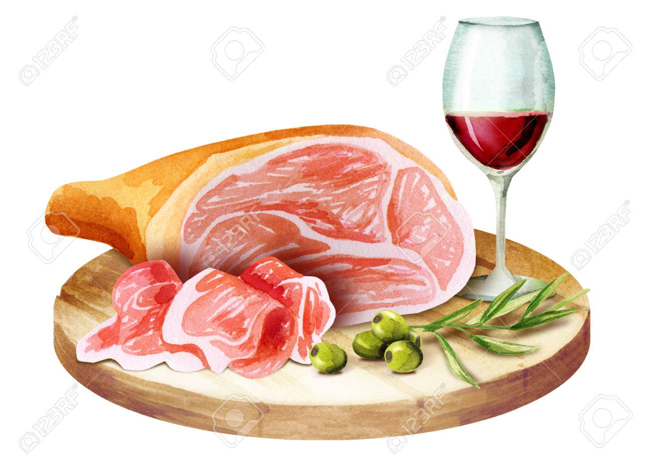 Prosciutto And Glass Of Wine On The Platter Watercolor Stock Photo Picture And Royalty Free Image Image Prosciutto And Glass Of Wine On The Platter Watercolor Stock Photo Picture And Royalty Free Image Image