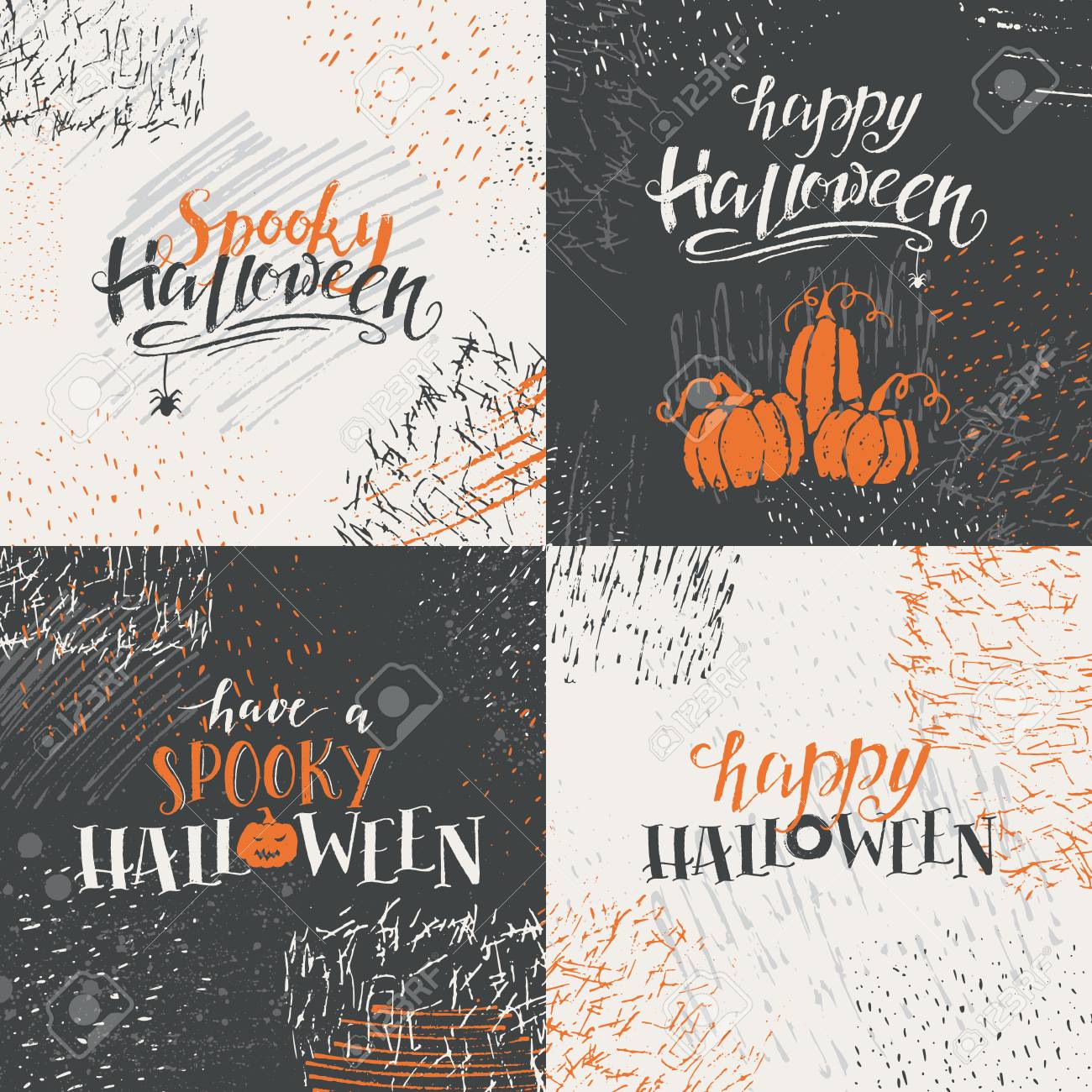 a vector set of halloween lettering greeting card halloween