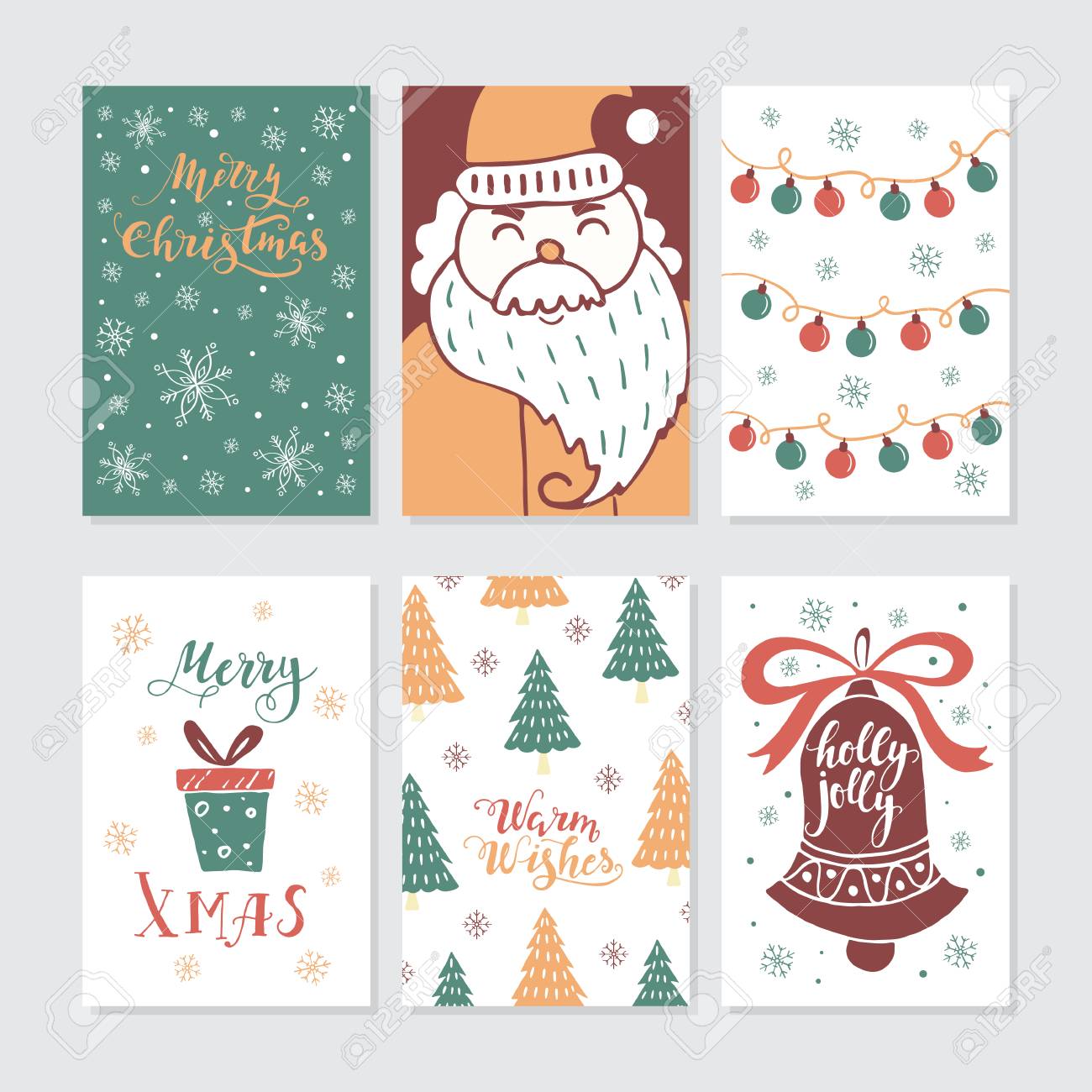 vector merry christmas greeting cards and invitations isolated