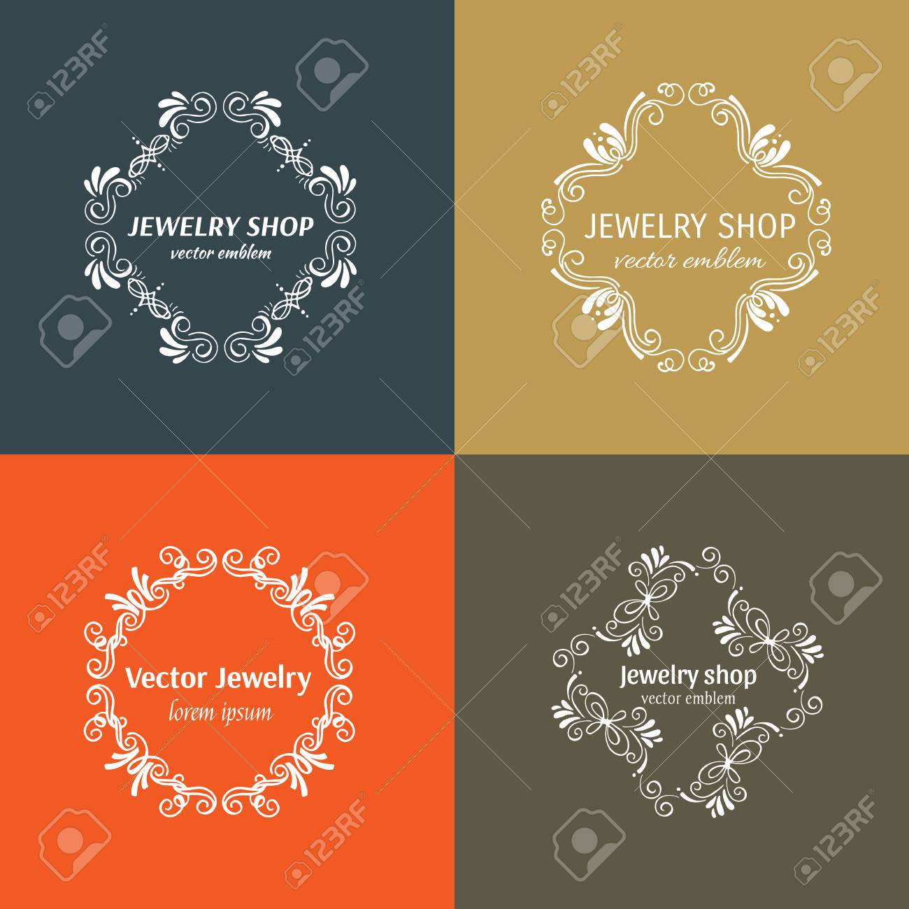 vector jewelry design template in trendy linear style floral