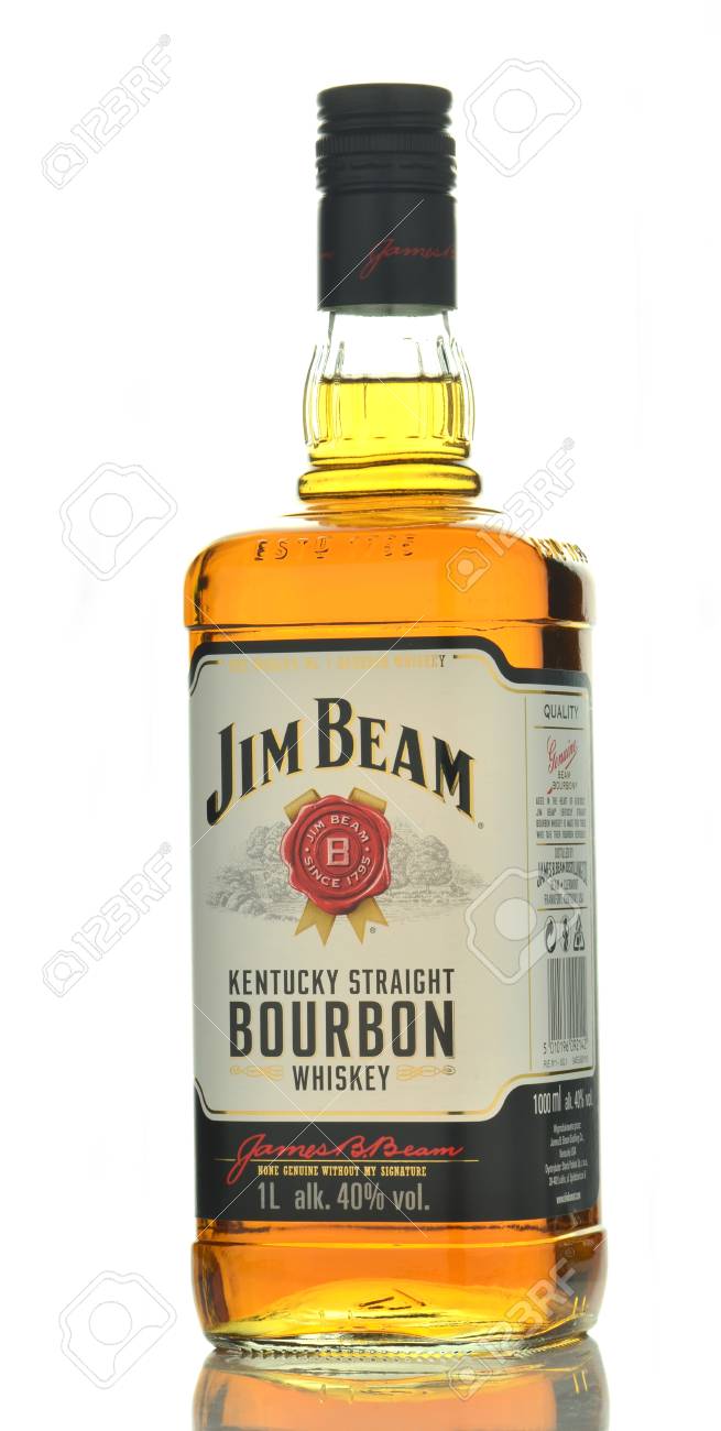 jim beam bourbon whiskey isolated on white background stock photo