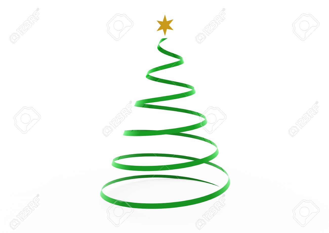 Sagoma Albero Di Natale 3d.Immagini Stock Albero Di Natale Verde 3d Gold Star Isolato Su Sfondo Bianco Image 8404824