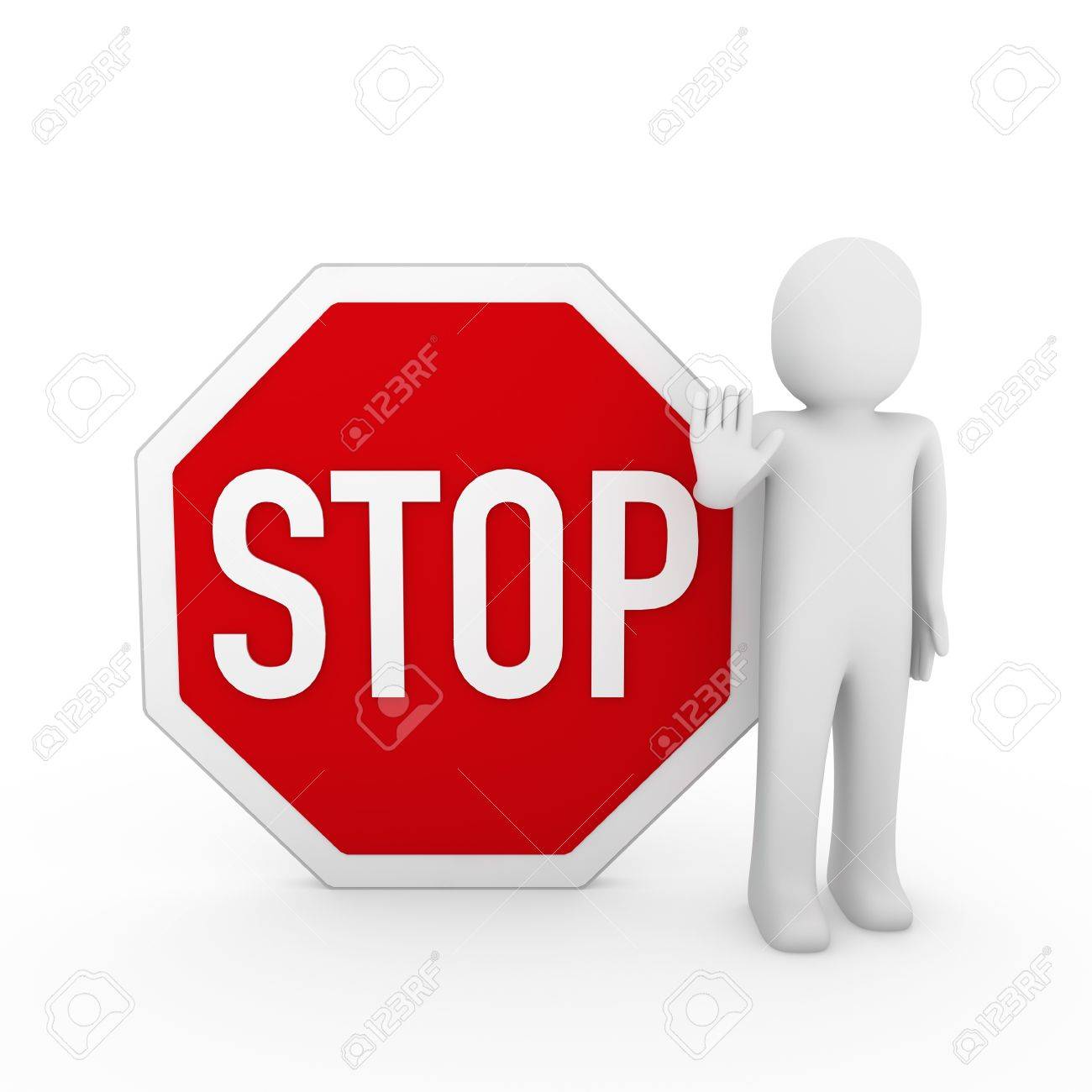 3d human stop red sign white warning symbol stock photo picture and