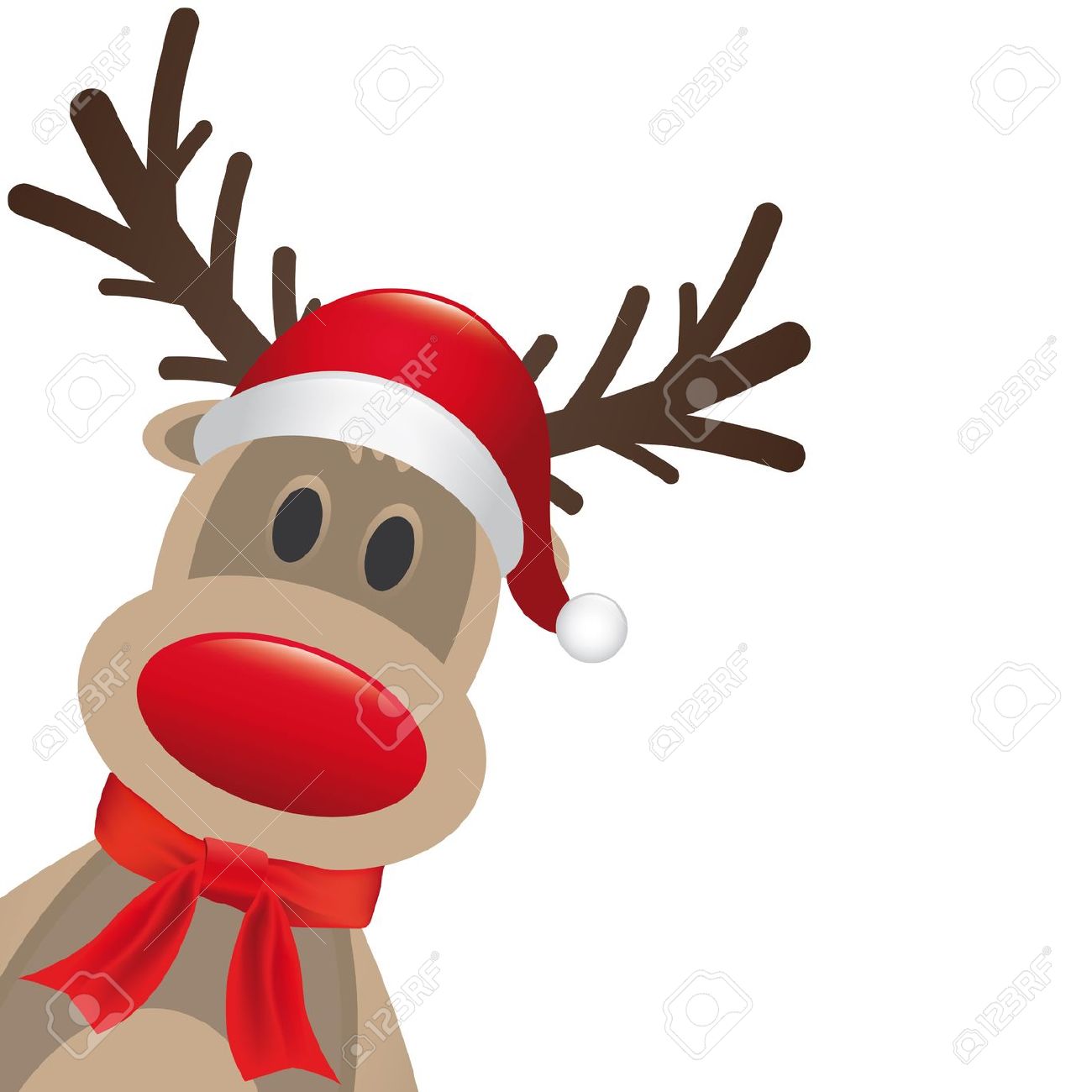 rudolph reindeer red nose hat and scarf stock photo picture and
