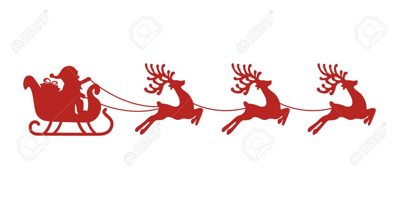 images Santa Sleigh And Reindeer Clipart 123rf