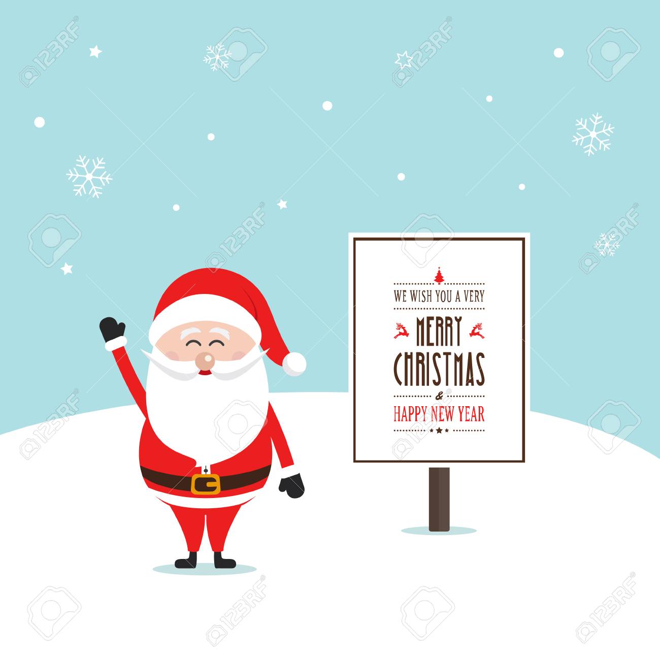 santa claus happy wave merry christmas sign royalty free cliparts