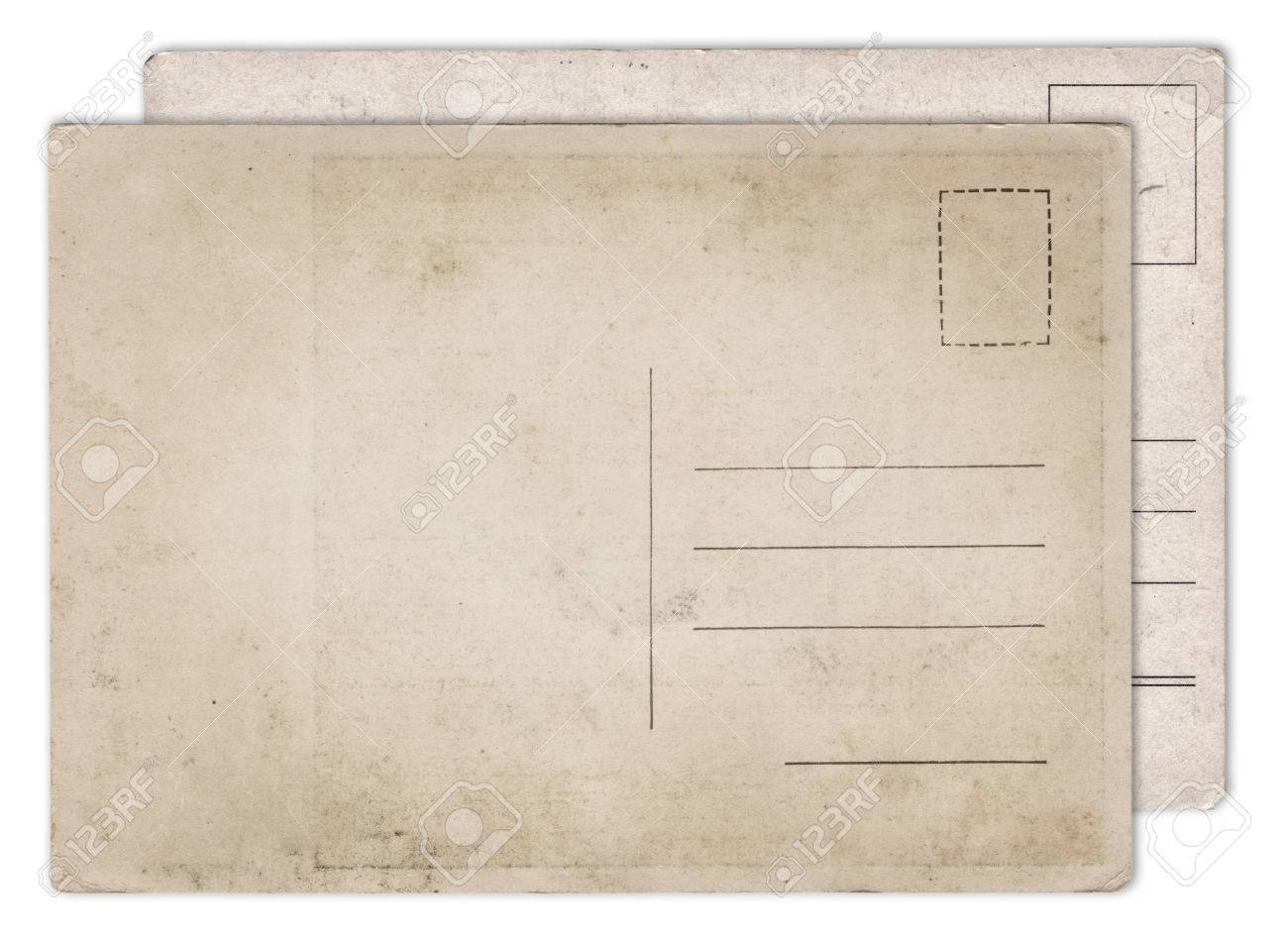 two blank old vintage postcard isolated on white background stock