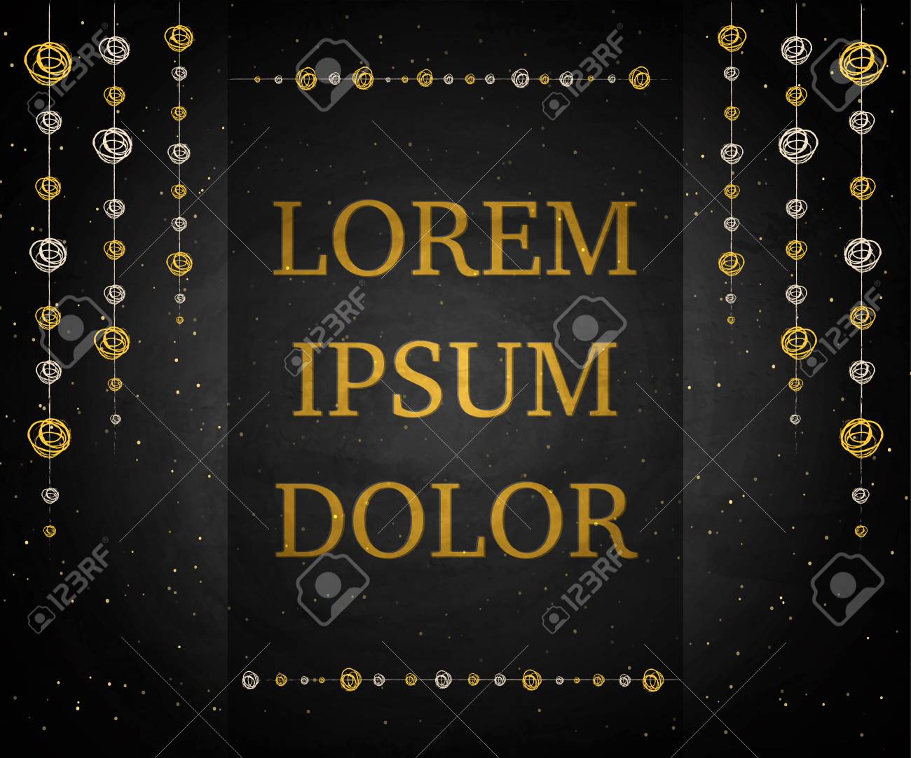poster template banner with drawing bunting decor on chalkboard