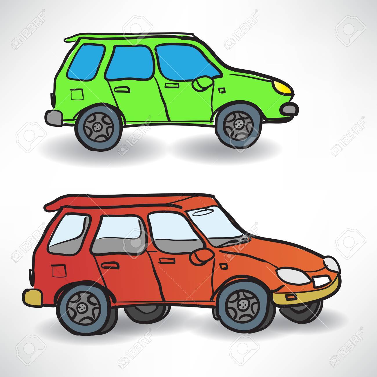道路上の 2 台の車のイラストのイラスト素材 ベクタ Image 道路上の 2 台の車のイラストのイラスト素材 ベクタ Image