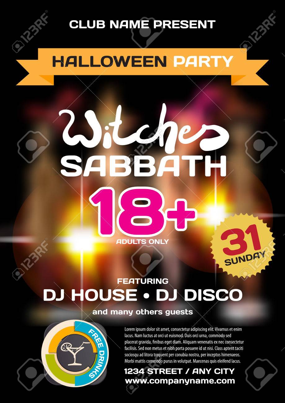vector private helloween party invitation disco style girls