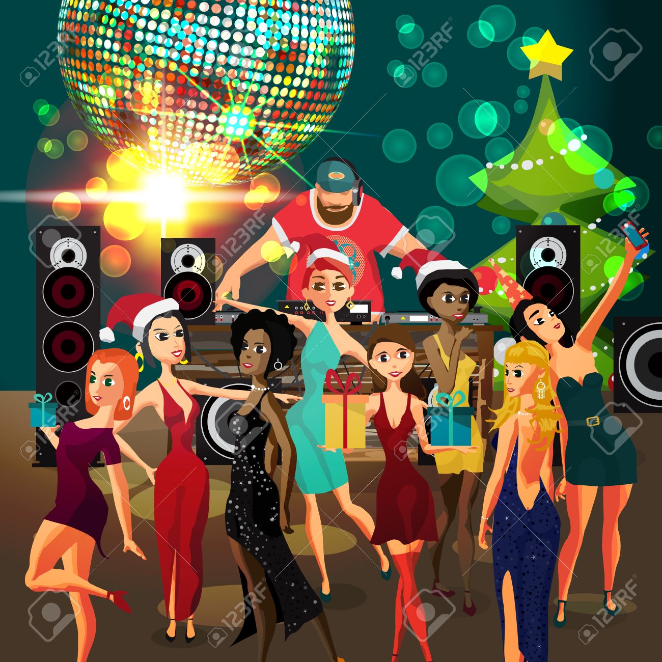 vector christmas new year party invitation disco style club club party invitations