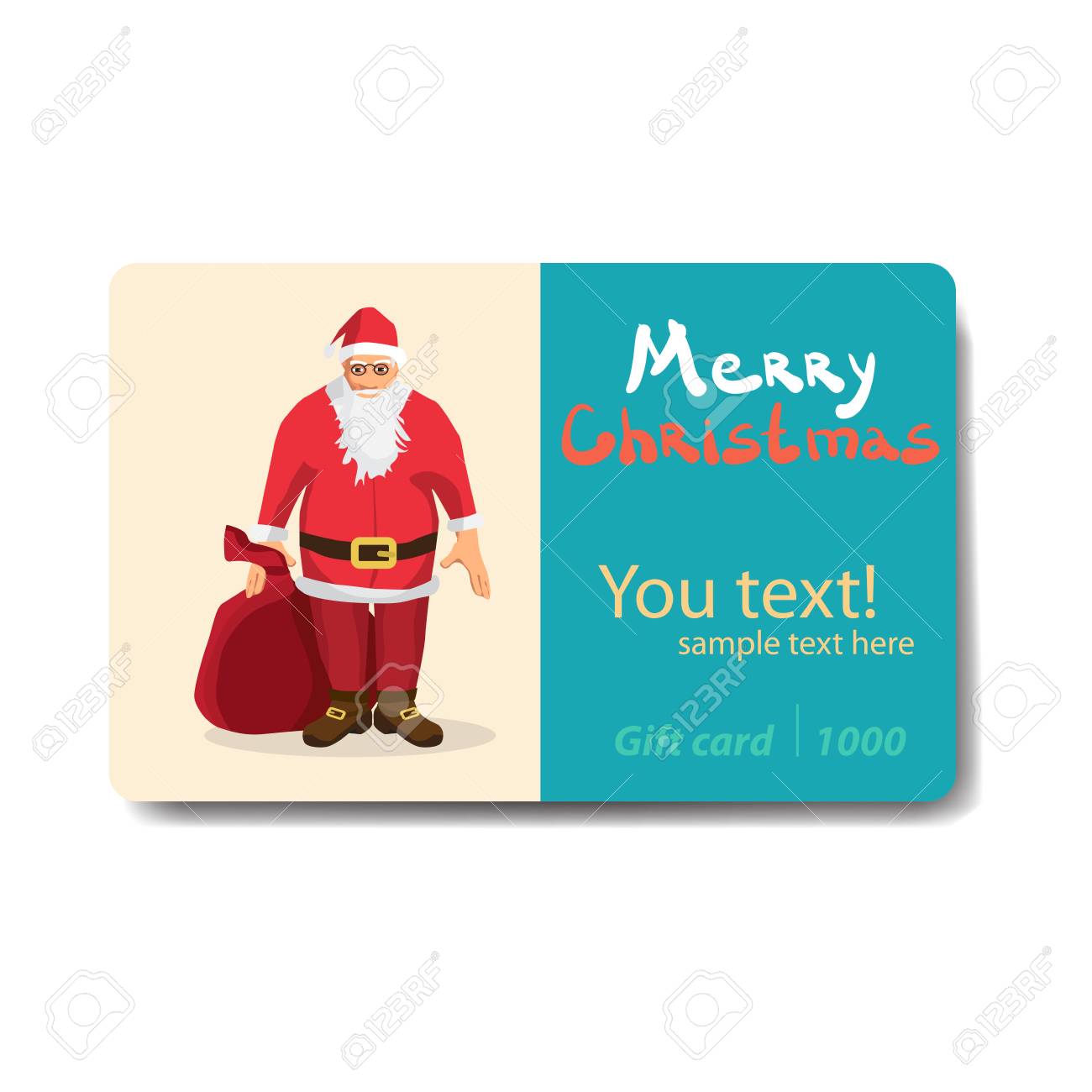 santa claus with a bag of gifts sale discount gift card branding text santa gift card