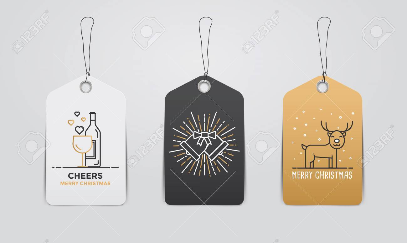 collection of christmas and new year cute gift tags template