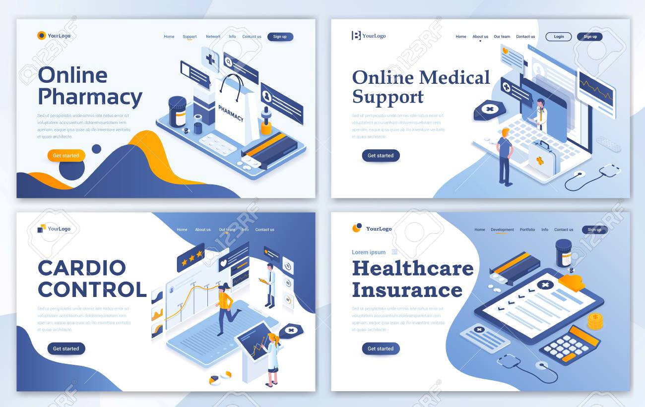 set of landing page design templates for online pharmacy online pharmacy templates