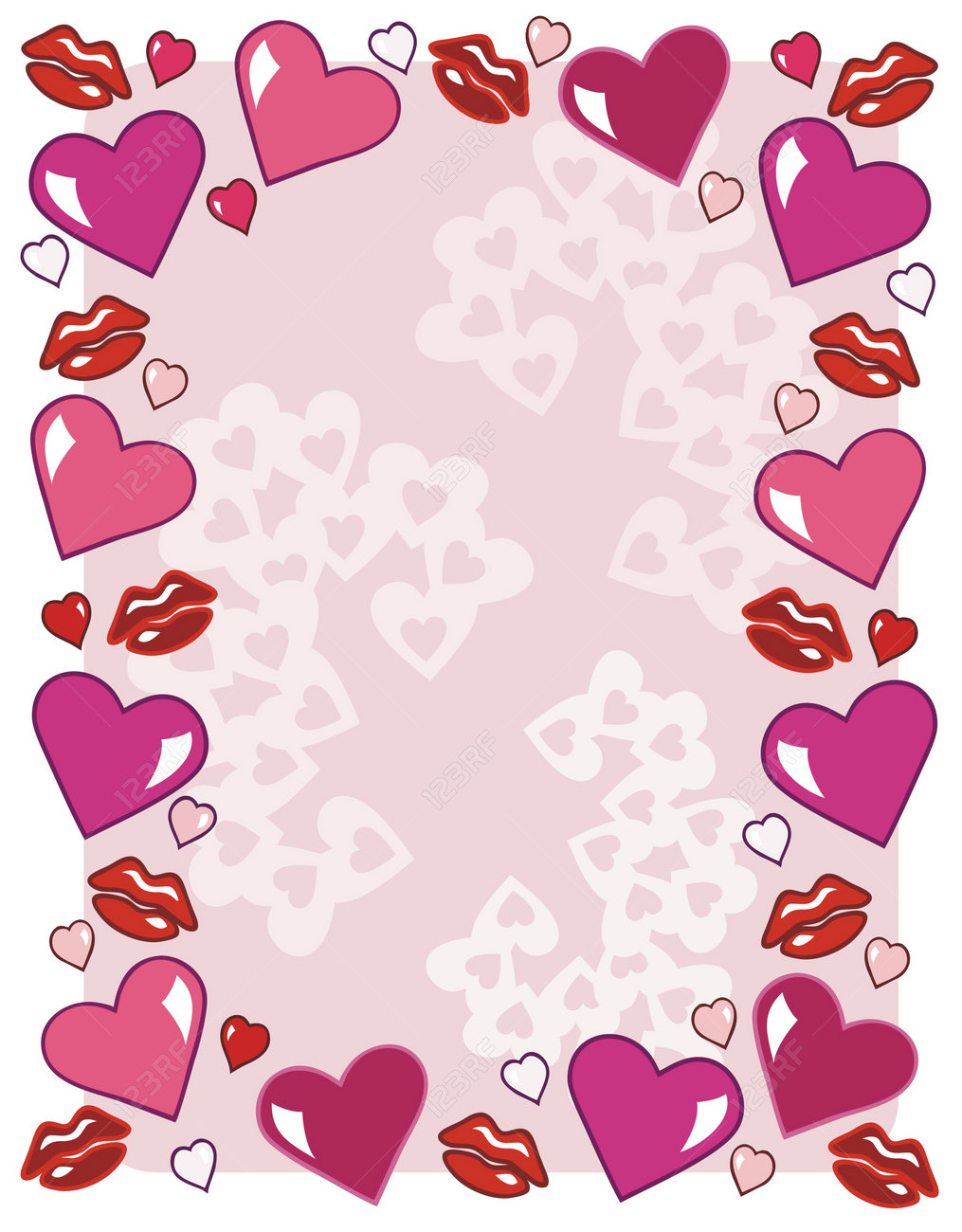 hearts and kisses in a stationery style border royalty free cliparts stationary border designs