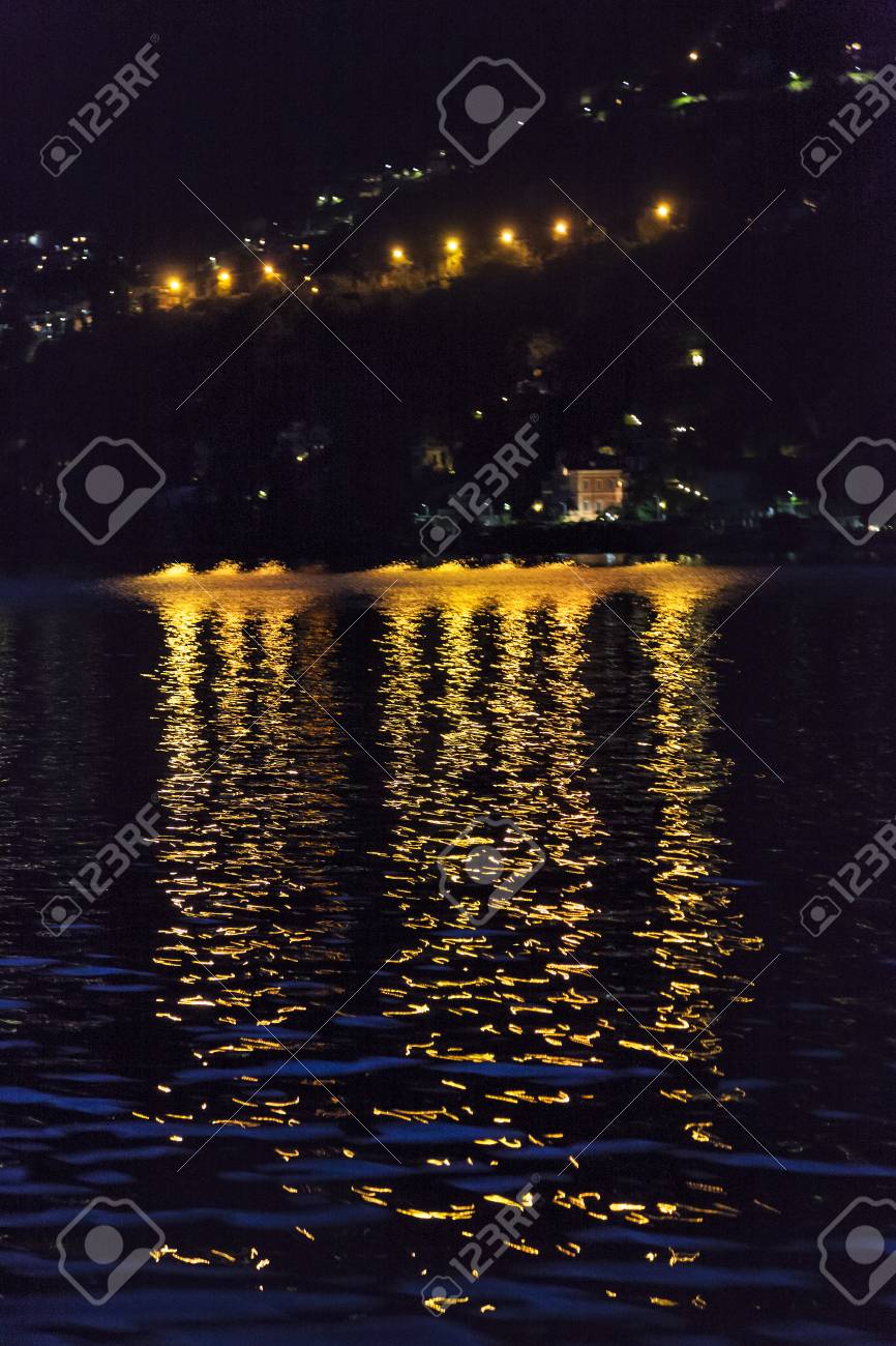 Nightscape view of the lake. Como. Como Lake, Italy - 97210983 Nightscape view of the lake. Como. Como Lake, Italy - 97210983