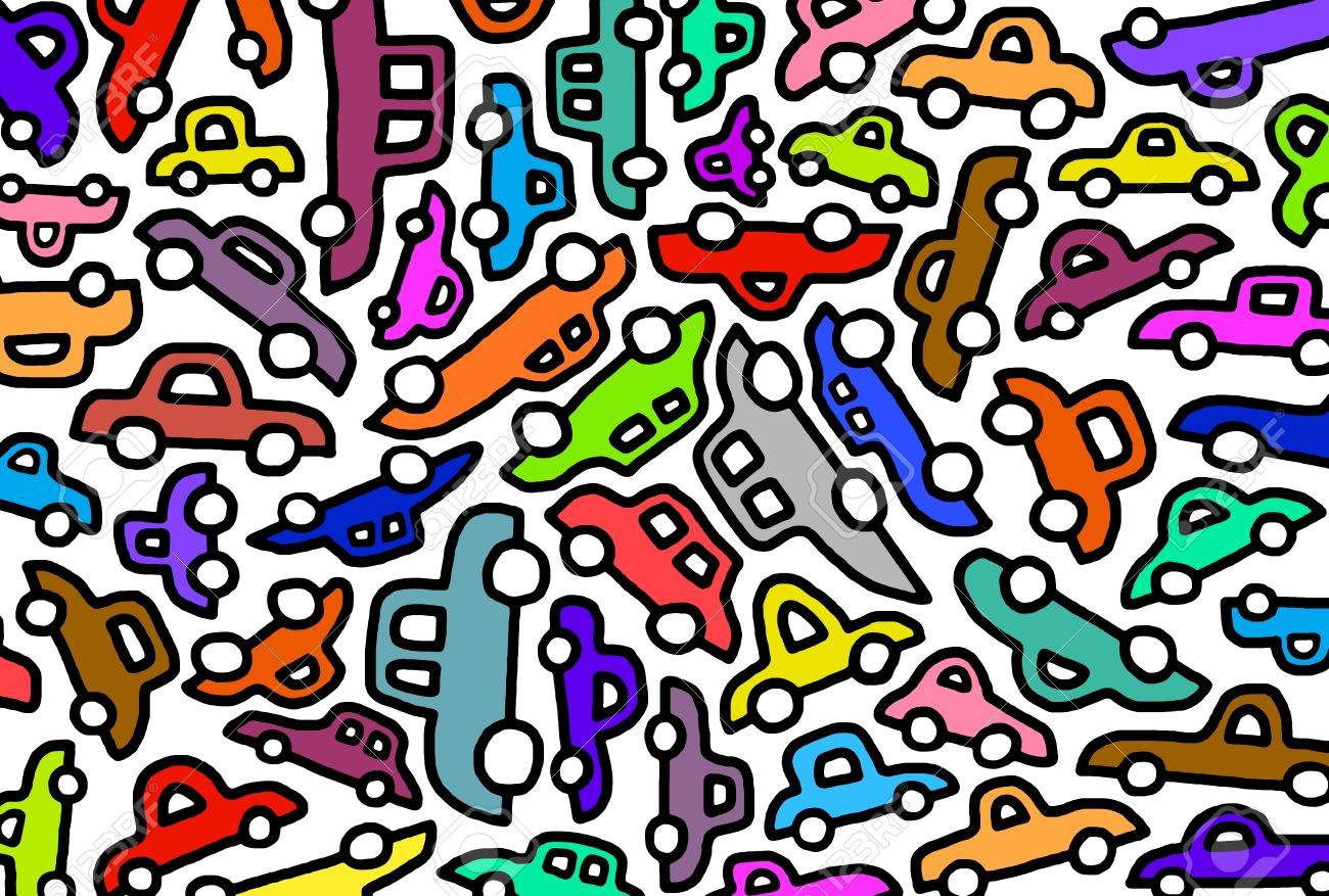 多くのカラフルな車のイラストでごちゃごちゃ の写真素材 画像素材 Image 多くのカラフルな車のイラストでごちゃごちゃ の写真素材 画像素材 Image