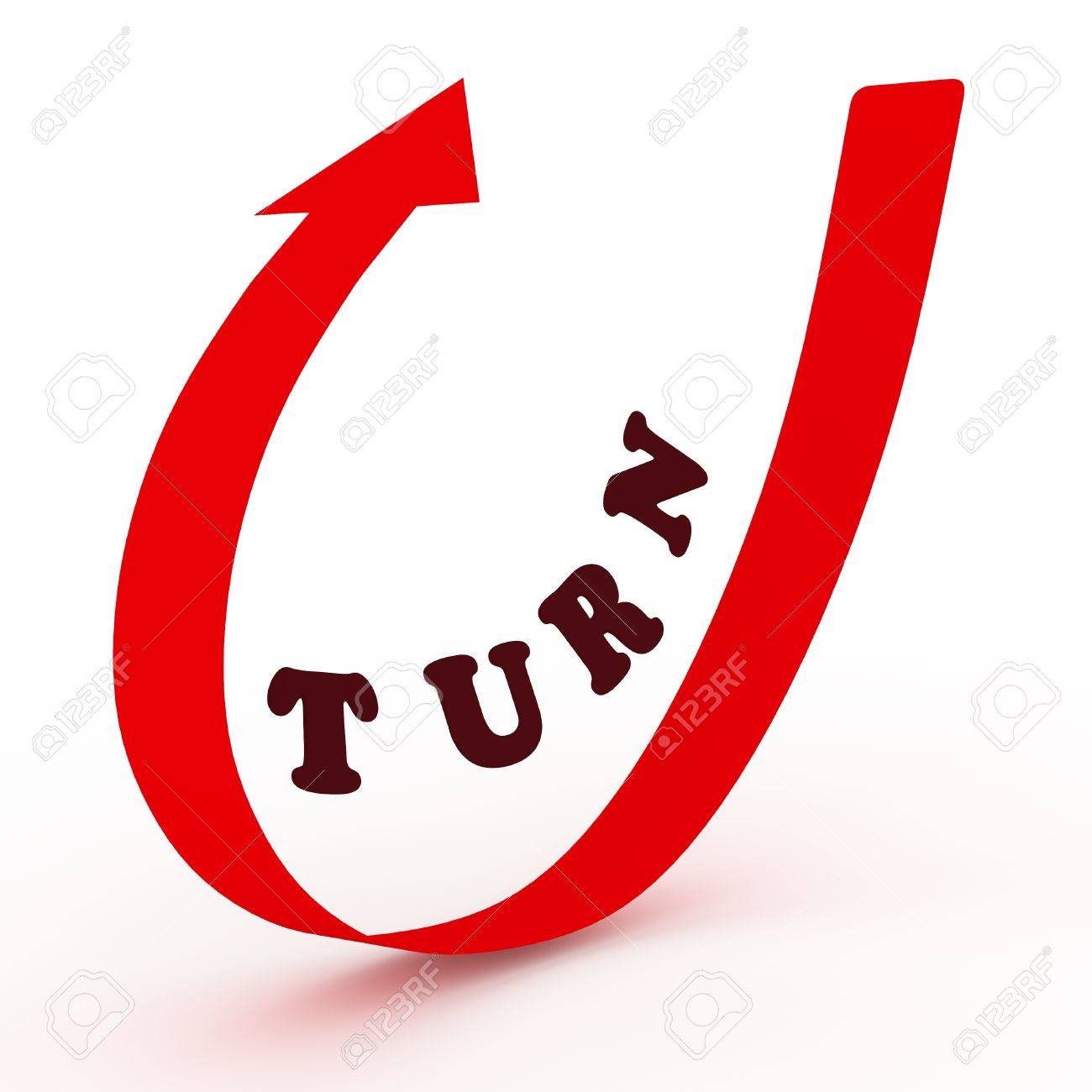 illustration of a curved arrow with the word turn in the middle