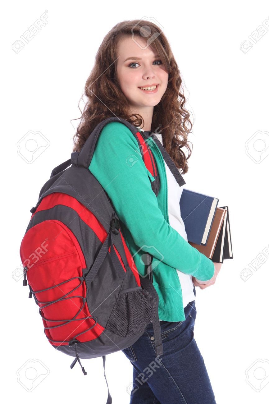 chica con mochila