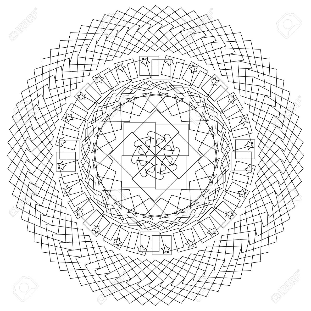 白と黒の幾何学模様 塗り絵のページ のイラスト素材 ベクタ Image