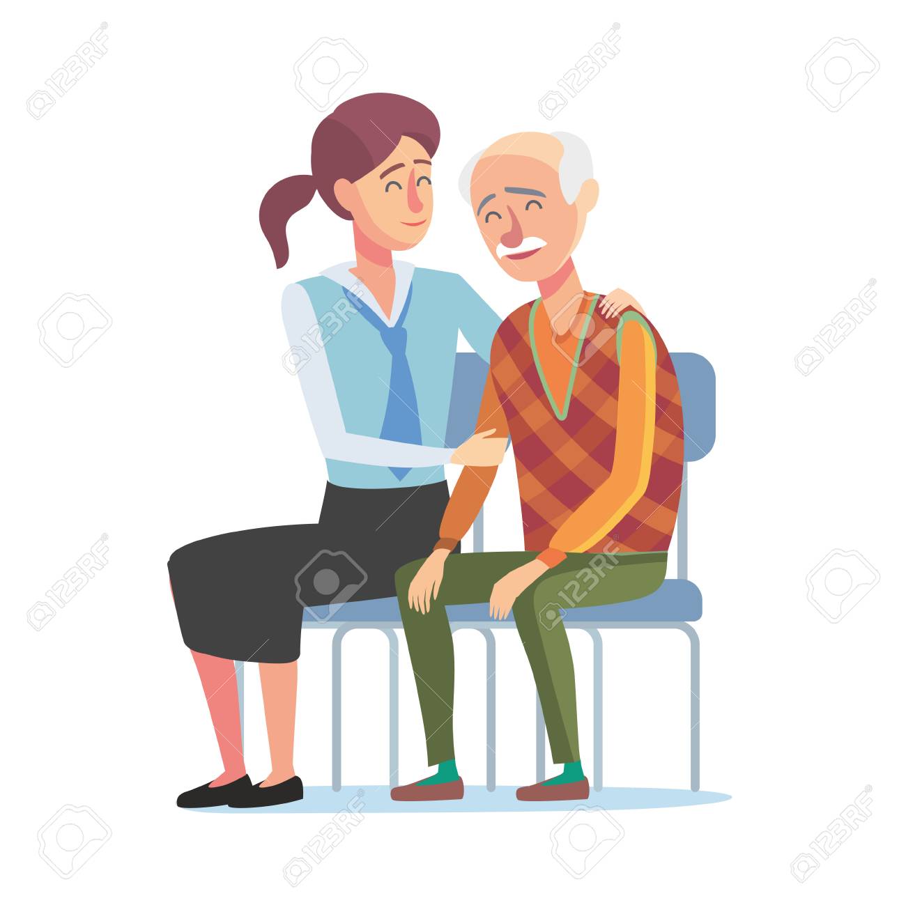 高齢のため銀行管理サービスのフラット デザイン コンセプト 漫画