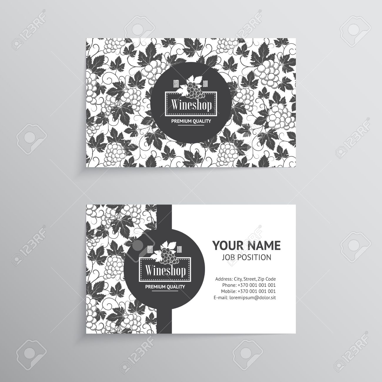 Satz Von Visitenkarten Vorlagen Fur Weinunternehmen Lizenzfrei