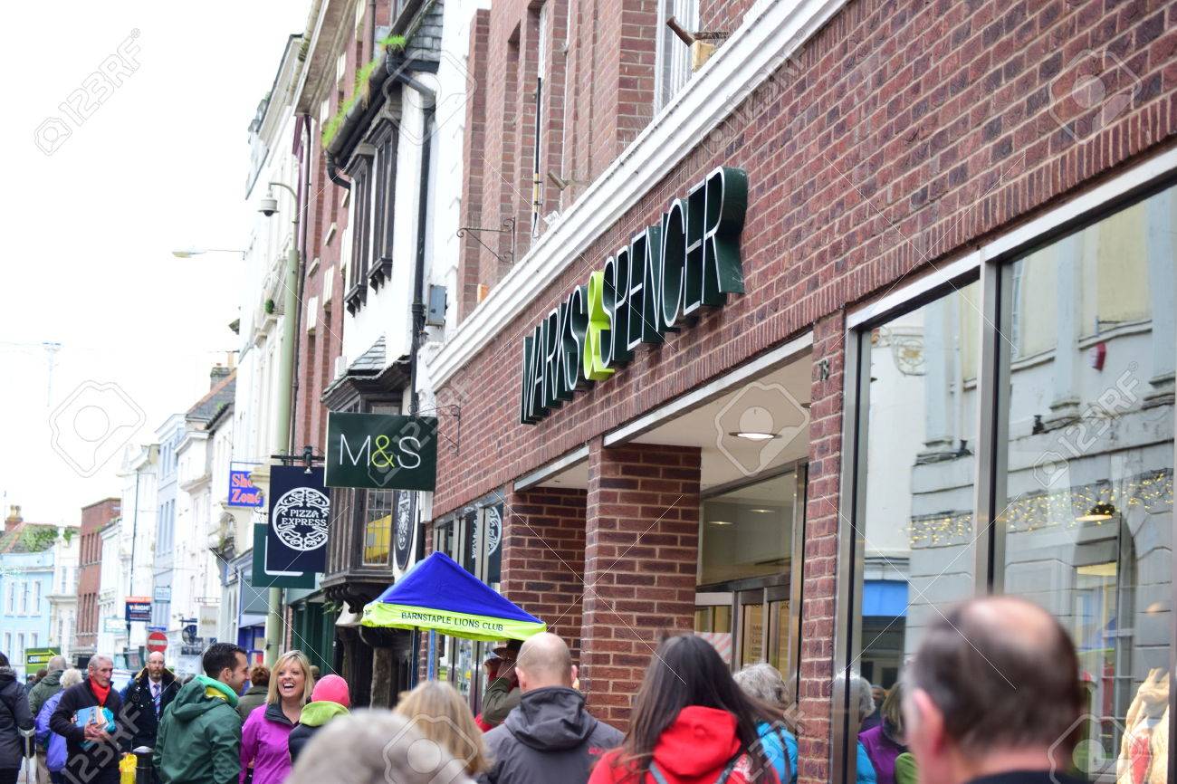 Marks Spencer M S Logo Advertising Sign Outside One Of Its Retail Supermarket Stores In Barnstaple England Stock Photo Picture And Royalty Free Image Image 34477439