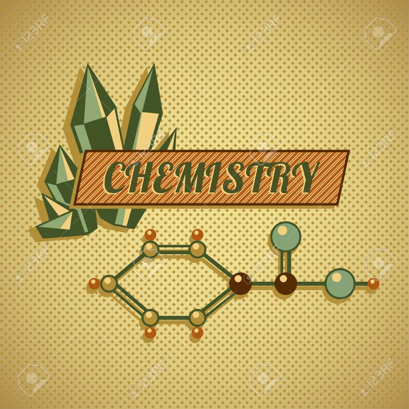 Retro Style Chemistry Title With Stylized Crystals And Molecules  Illustration Royalty Free SVG, Cliparts, Vectors, and Stock Illustration.  Image 32010465.