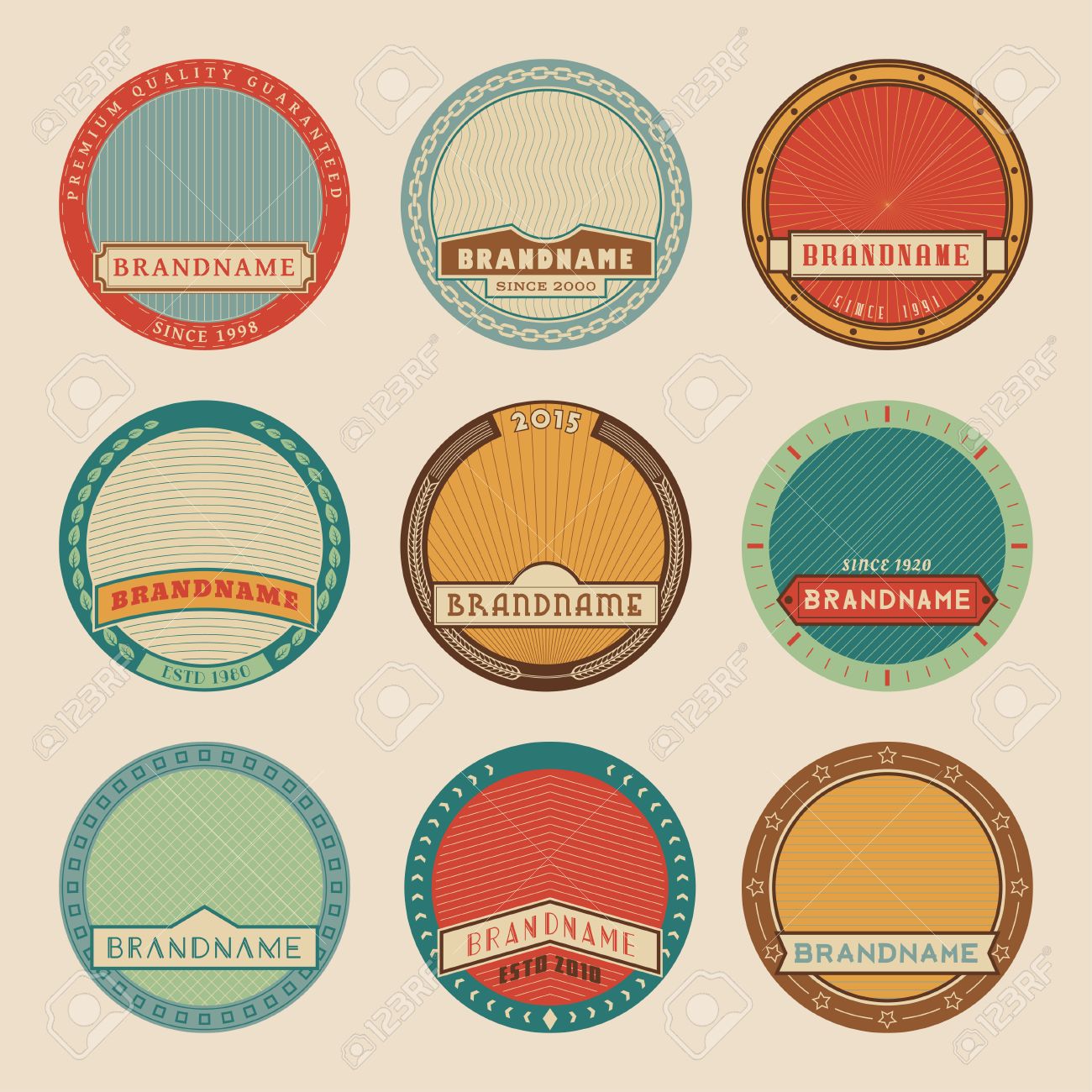 set of color vector round label templates logotypes and badges product label templates