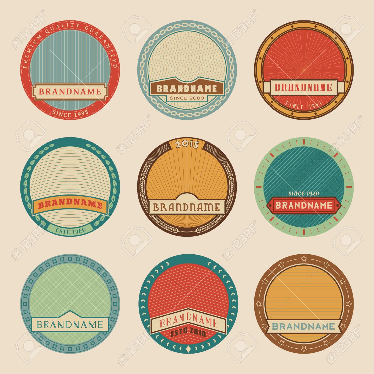 Set Of Color Vector Round Label Templates.Logotypes And Badges In Free Round Label Templates Download