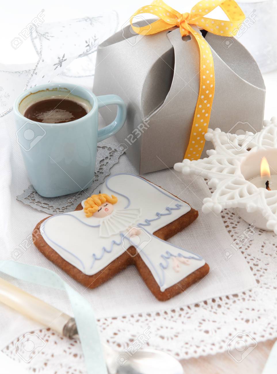 Christmas Angel Cookies And Decorations On The White Background Stock Photo 15400051 Christmas Angel Cookies And Decorations On The White Background Stock Photo 15400051