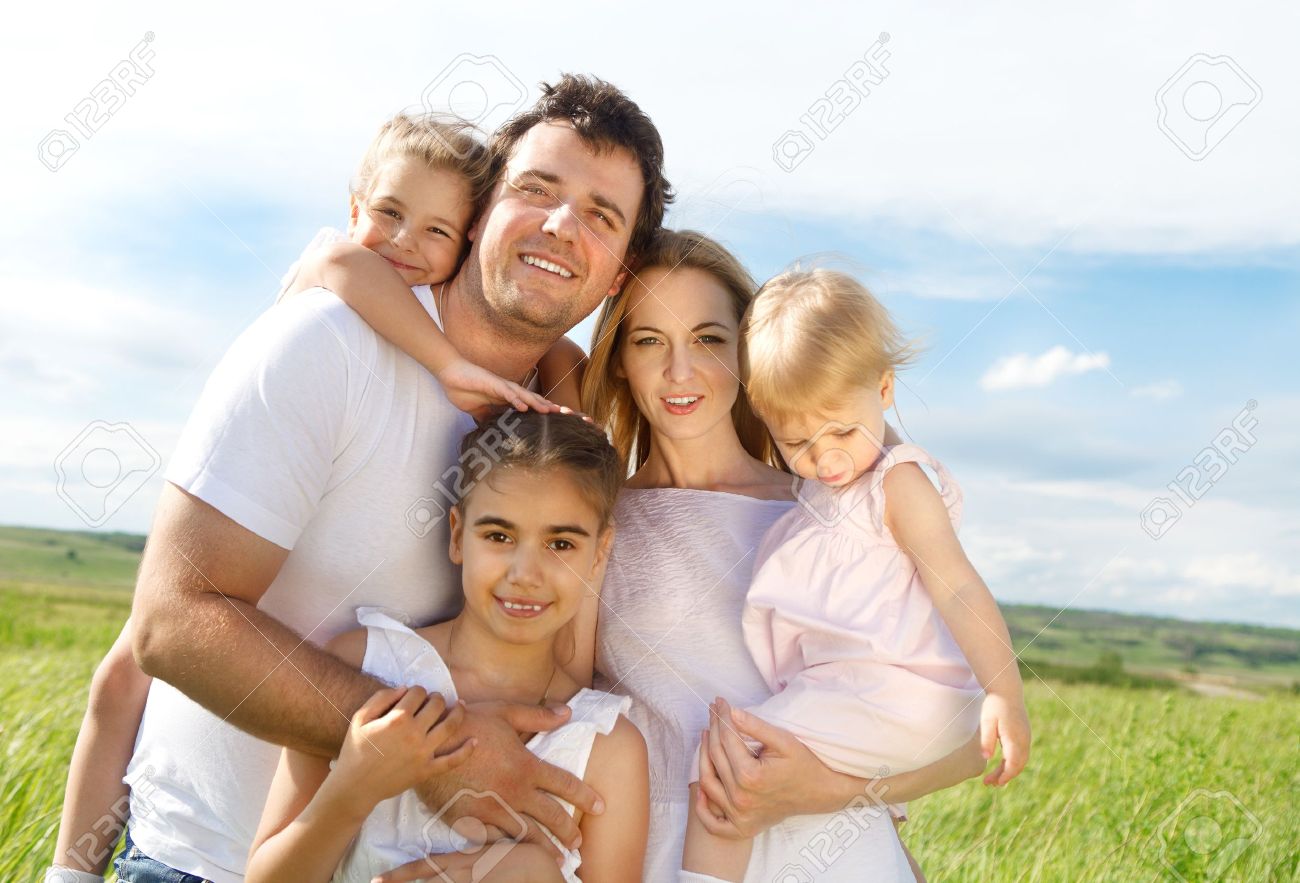 happy young family with