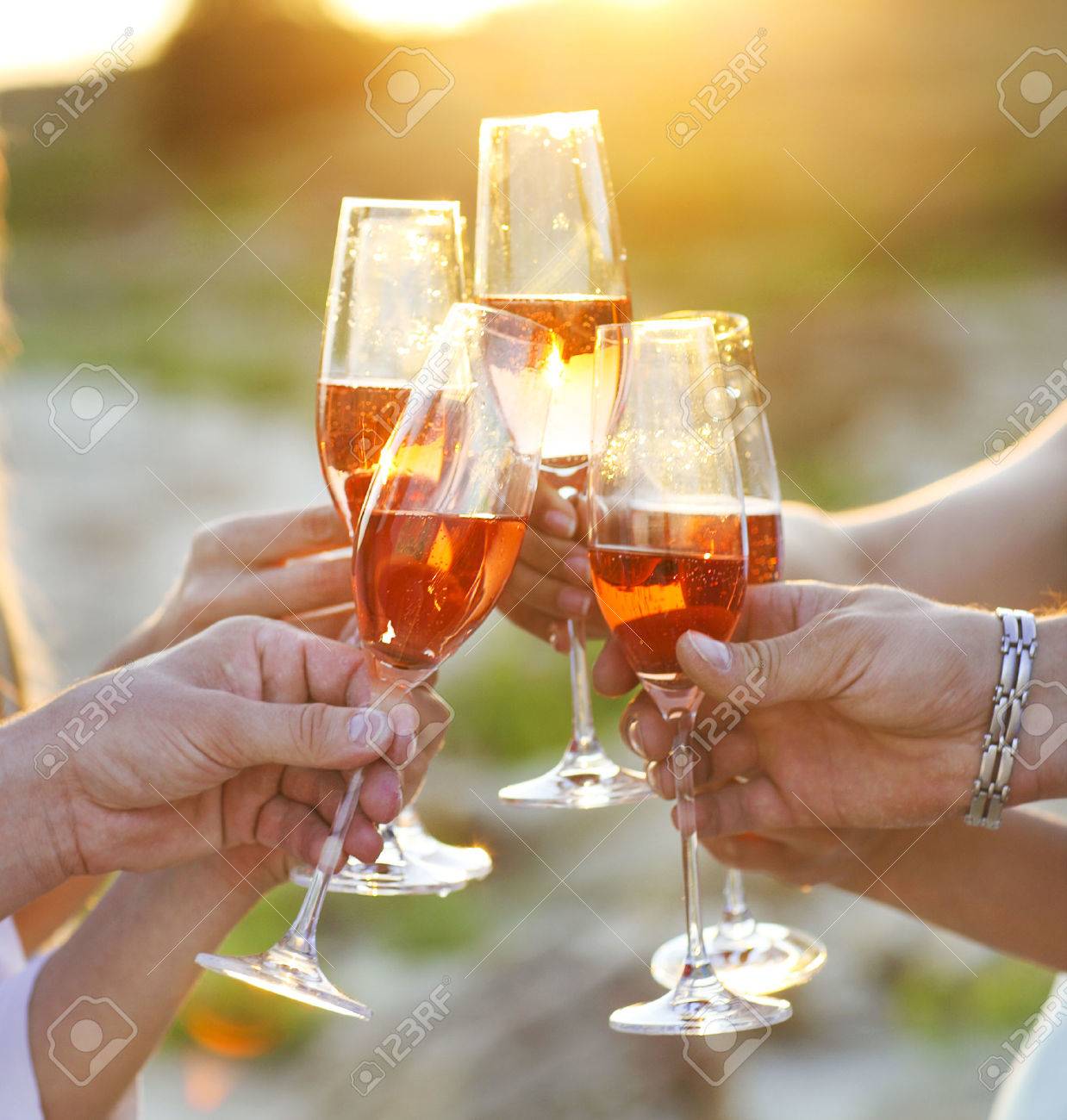 Champagne Toast with Friends Free Stock Photo