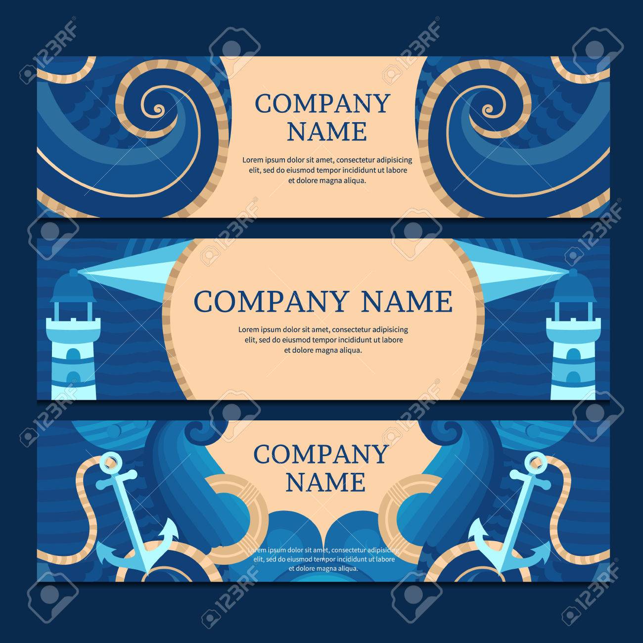 Vector Banner Templates In A Nautical Theme. Set In A Marine Style Throughout Nautical Banner Template