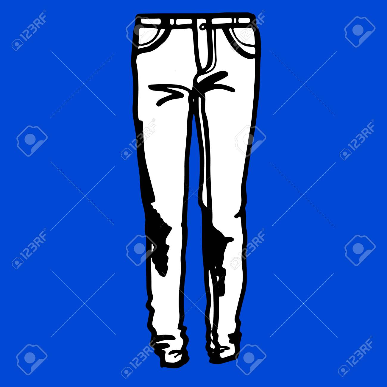 ジーンズ パンツ 服 ズボン デニム 服 ファッション アパレル 摩耗 のイラスト素材 ベクタ Image
