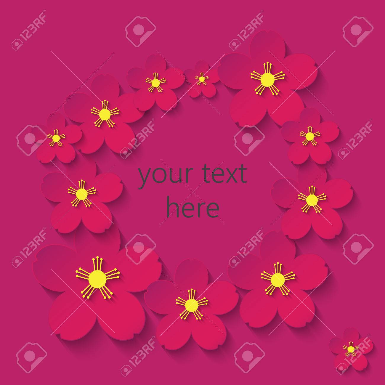 Fleurs En Papier Cadre Claret Rose Dessin Animé