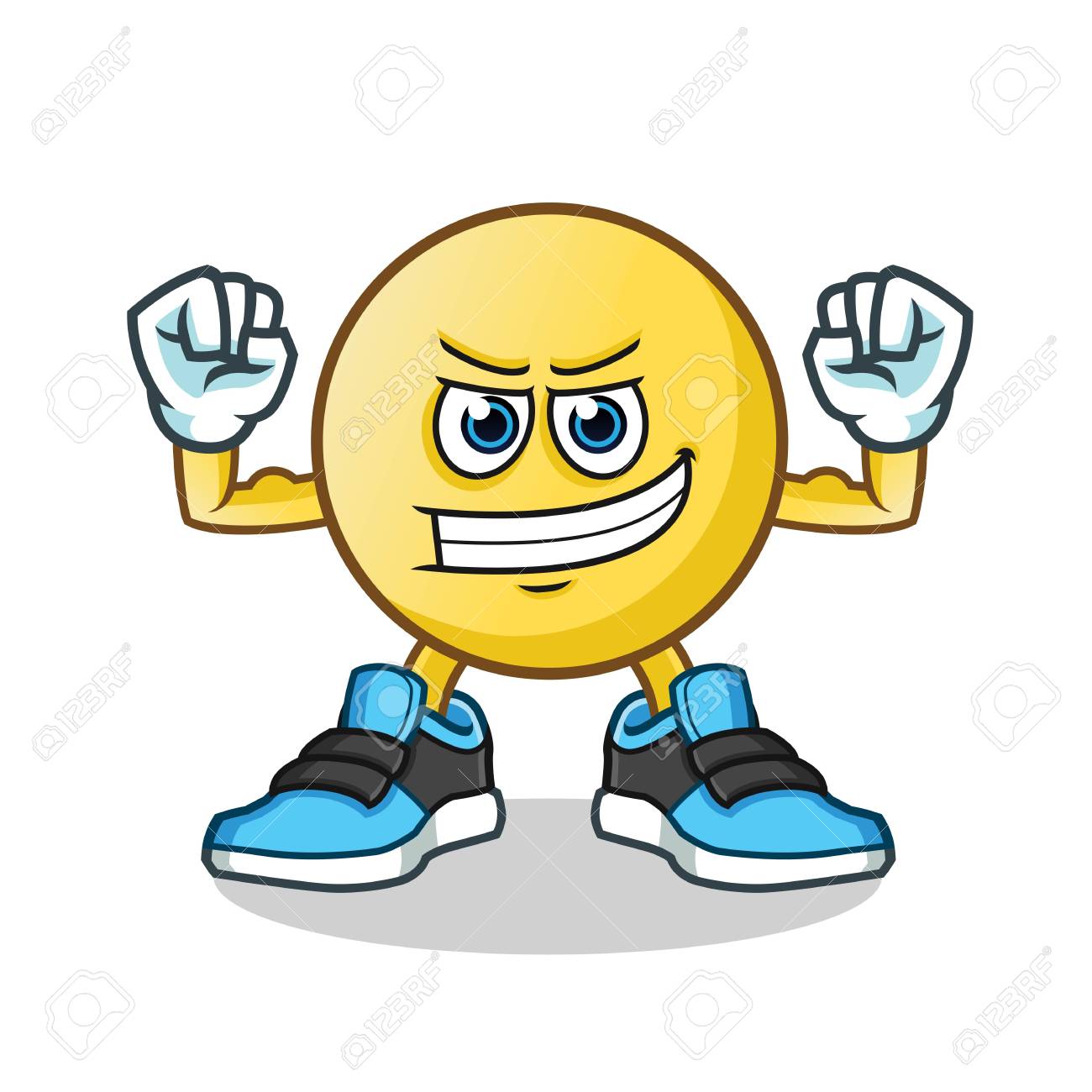 emoticon muscle mascot vector cartoon illustration royalty free